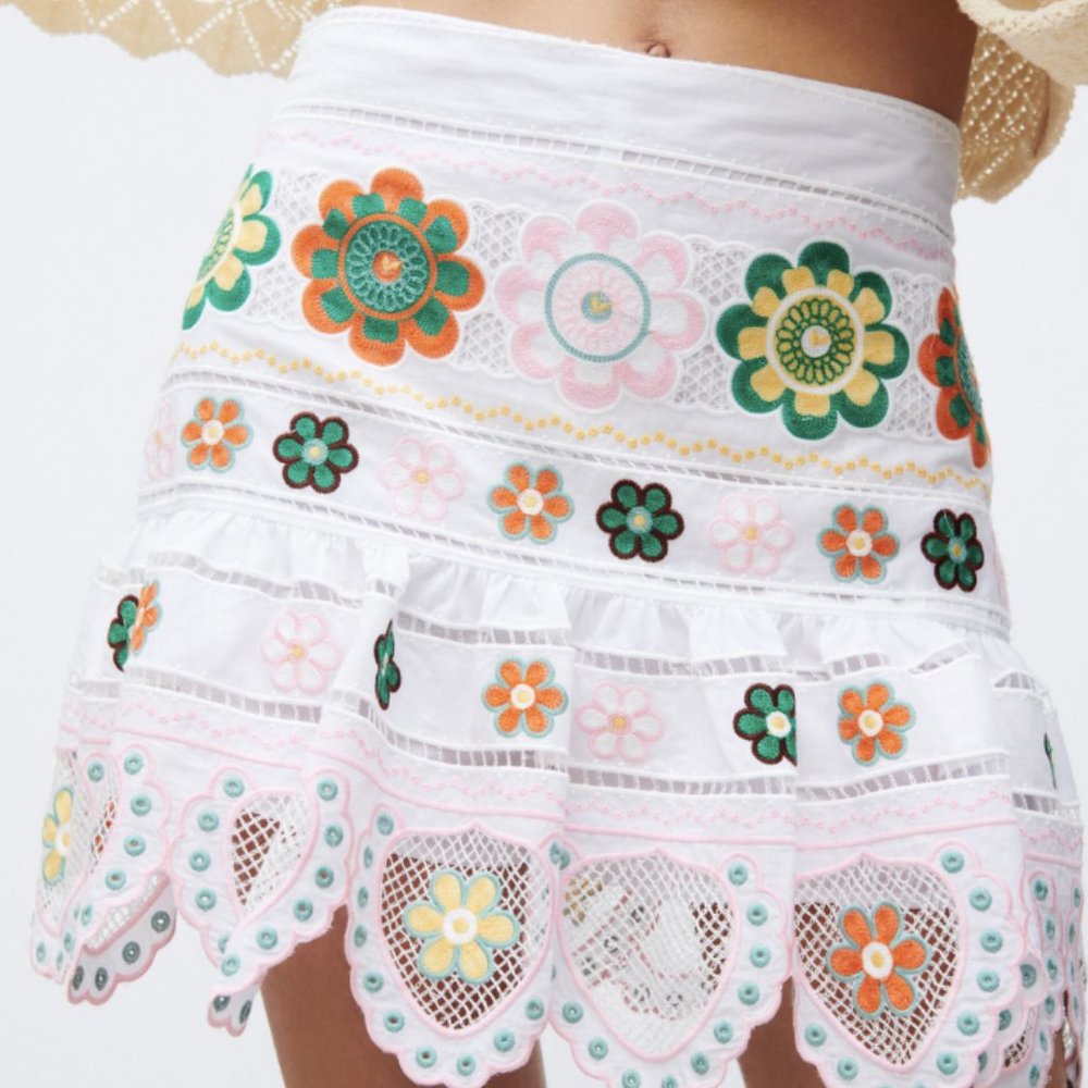 Zara Embroidered Mini Skirt